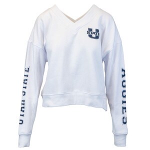 Women's Utah State Aggies V-Neck Sweatshirt White